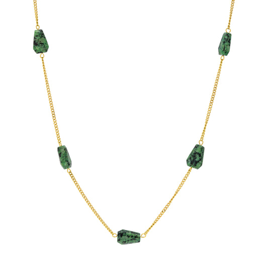 Synthetic emerald necklace