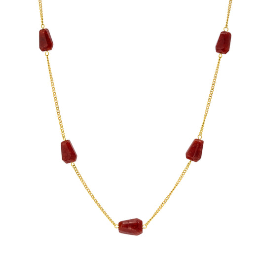 Synthetic ruby necklace