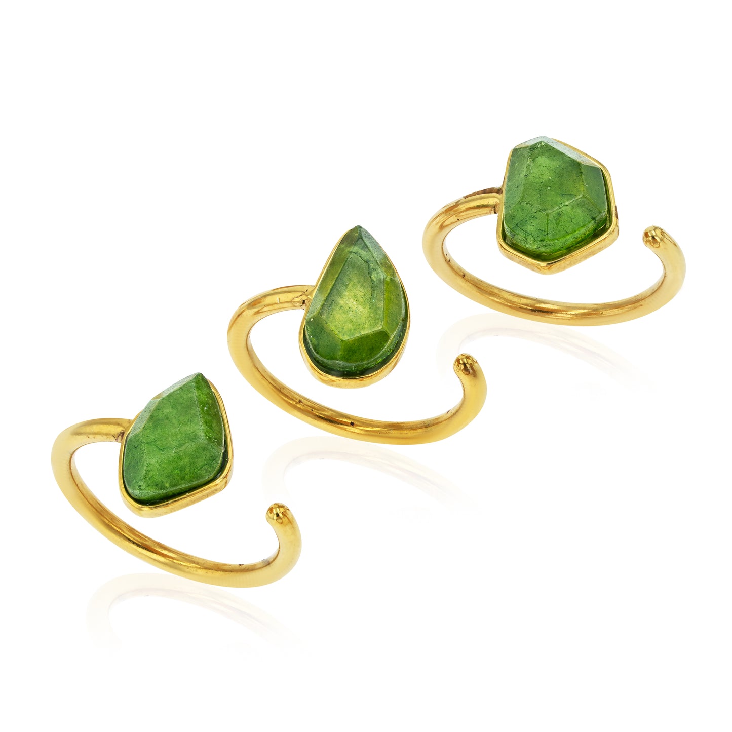 Synthetic peridot rings