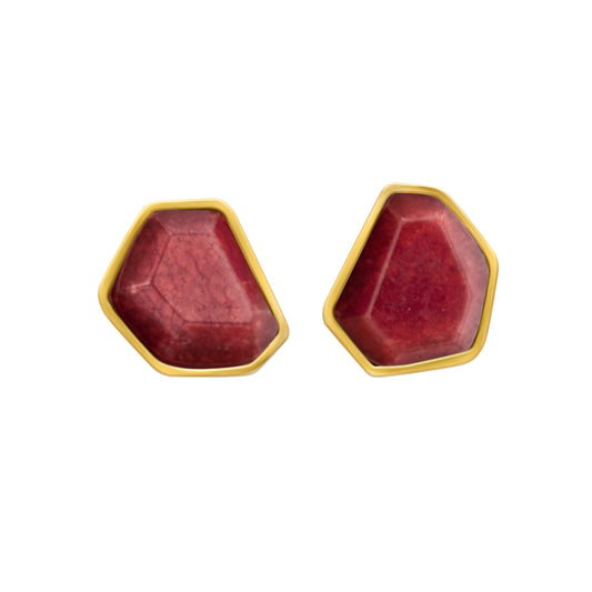 Synthetic ruby earrings